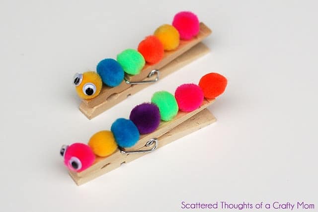 clothespin and pom pom crafts clothespin caterpillars