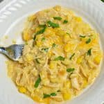 This Slow Cooker Cheesy Chicken and Yellow Recipe is a hearty and delicious family meal - even better, it's super simple to make!