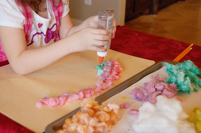 kid craft, cotton ball art kid craft, cotton ball art
