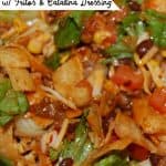 Taco Salad with Catalina Dressing (Don't forget the Fritos - The Fritos make this Catalina dressing taco salad so good!)