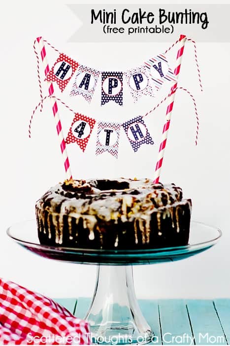 Red White And Blue Patriotic Mini Cake Bunting free Printable For 4th 