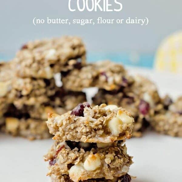 Healthy Banana and Oatmeal Cookies (no butter, sugar, flour or dairy