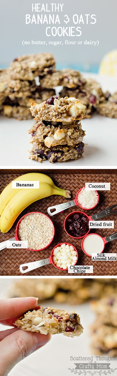 Healthy Banana and Oatmeal Cookies: These healthy, banana oat cookies are dairy free, and depending on your add-ins, gluten and sugar free too. So yummy and healthy, you could serve them for breakfast.