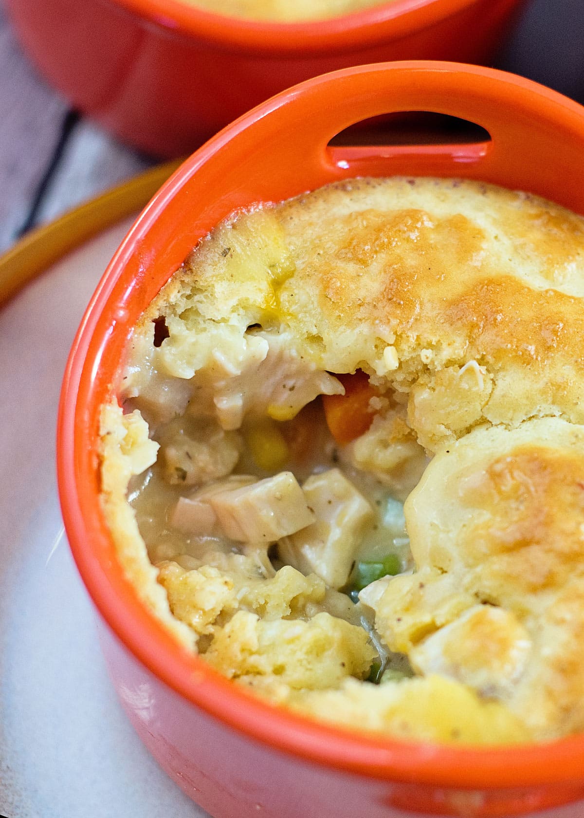 Mini chicken pot pie with creamy chicken filling