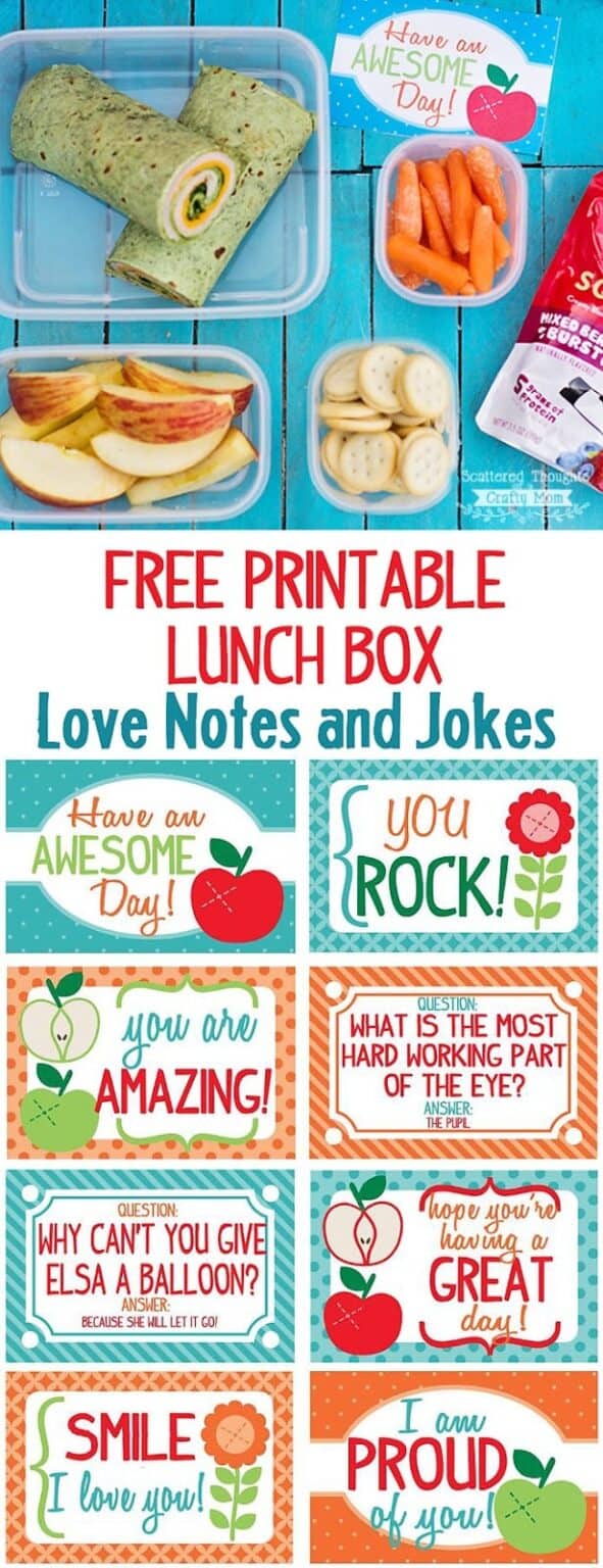 Free Printable Lunch Box Notes for Back To School Scattered Thoughts