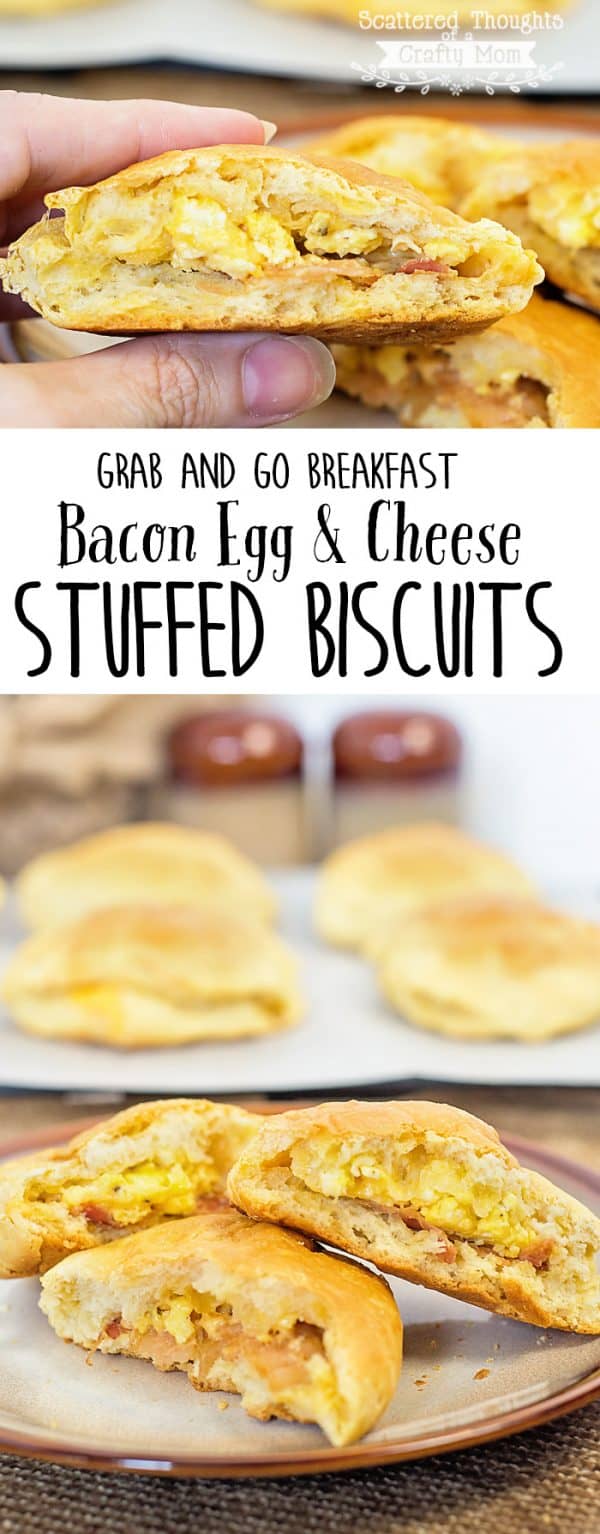 Grab and Go Bacon Egg & Cheese Stuffed Breakfast Biscuits Scattered