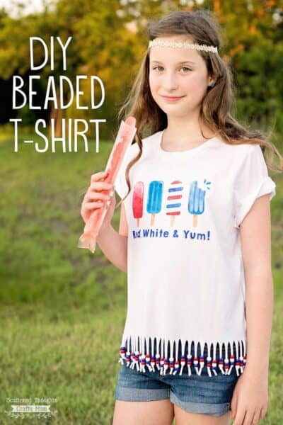 How to Make a Beaded T-Shirt, + Red, White and Yum! printable
