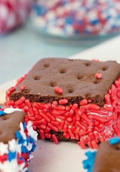 Easy Red, White and Blue Ice Cream Sandwiches