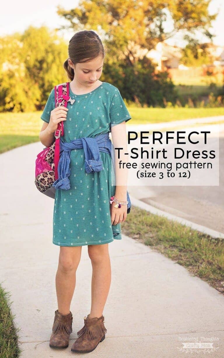 Perfect T-Shirt Dress Pattern and Tutorial is a free pdf sewing pattern for girls in sizes 3 - 12. This T-Shirt Dress is a perfect transitional clothing staple that can be dressed up or down!