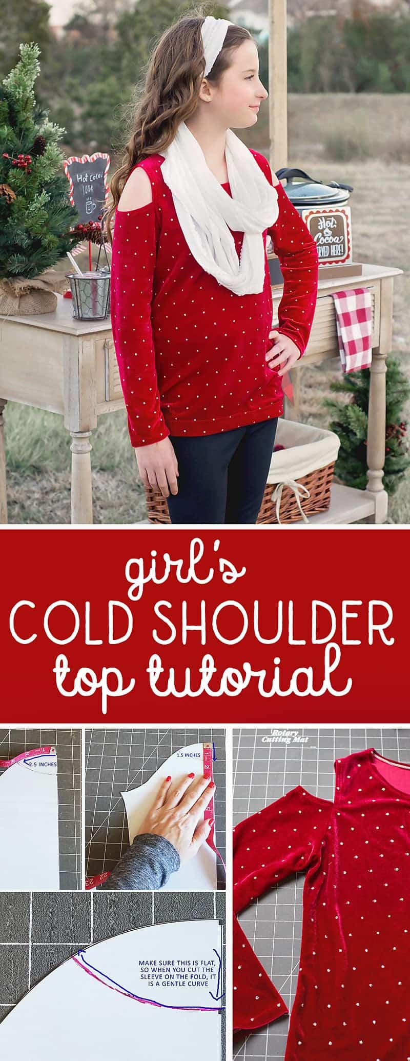 Cold Shoulder Top Tutorial: Learn how to sew a COLD SHOULDER top! Use my free t-shirt pattern or your own favorite knit top pattern! #sewing #freepattern #sewingwithknits #coldshouldertop