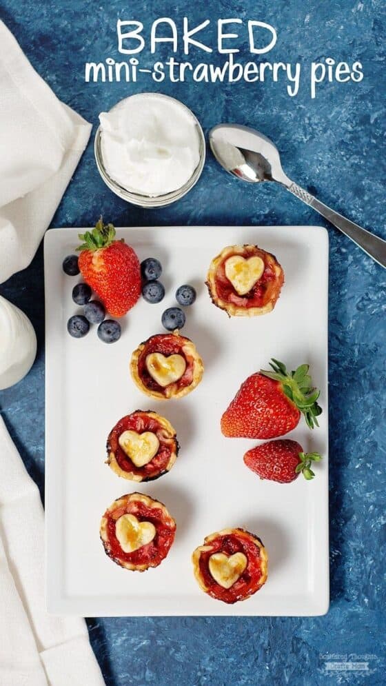 Baked Mini Strawberry Pies for Valentines Day