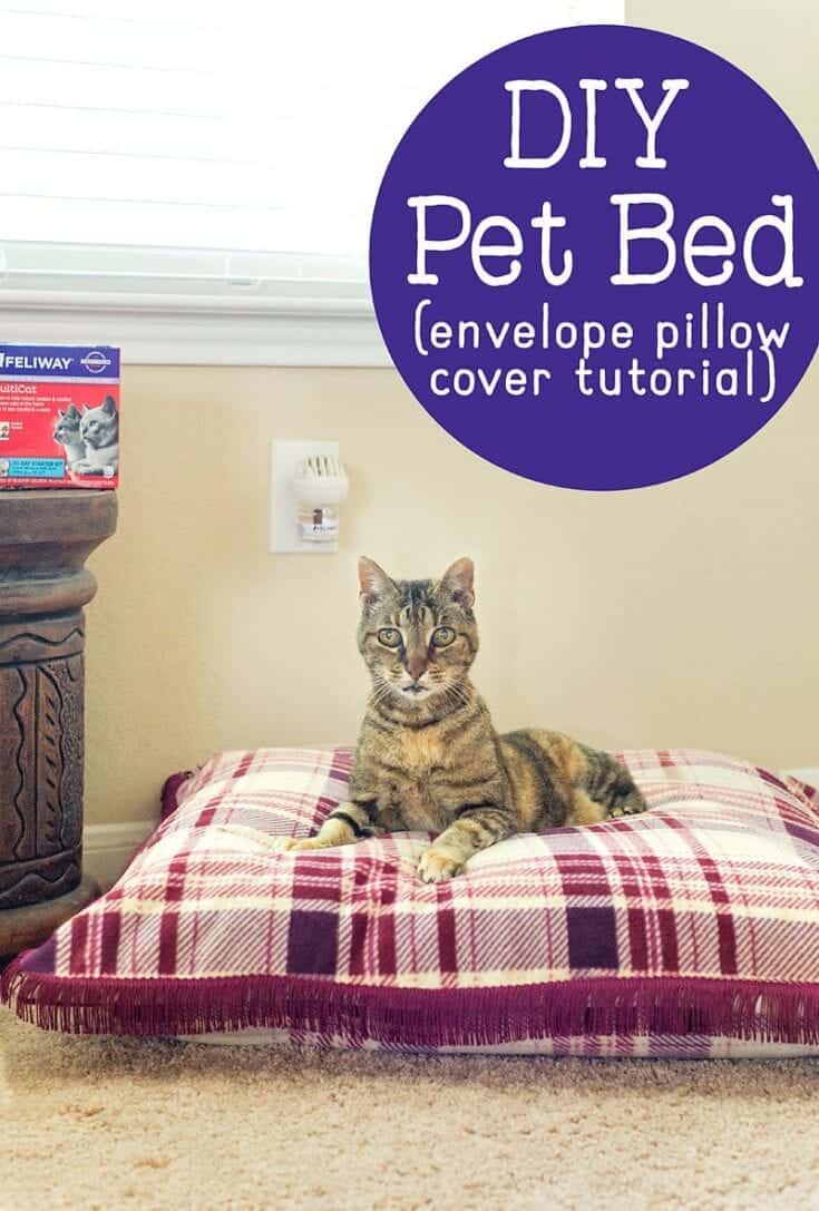 DIY Cat Bed Tutorial Make your cat a sweet new bed with an old pillow.