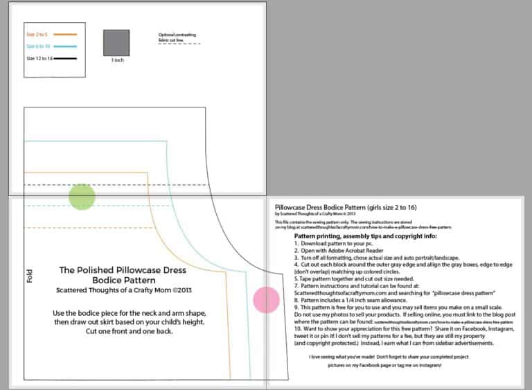 Free Girl's Pillowcase Dress Pattern (printable pdf, sz 2 to 16)