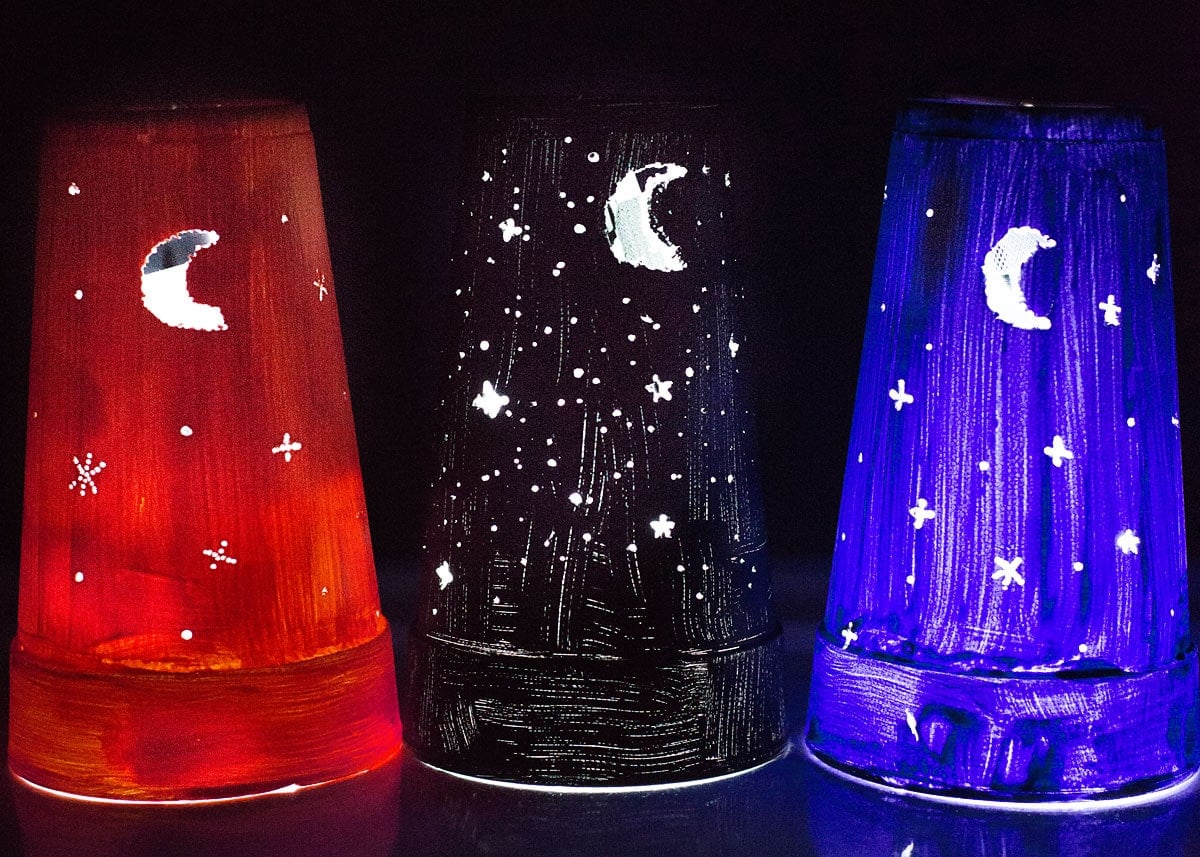 Painted foam-cup Halloween nightlights