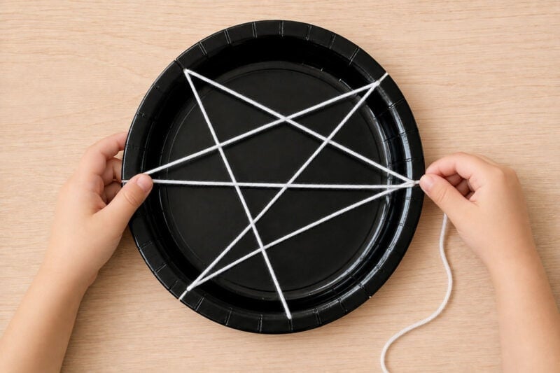 paper plate spider webs halloween craft