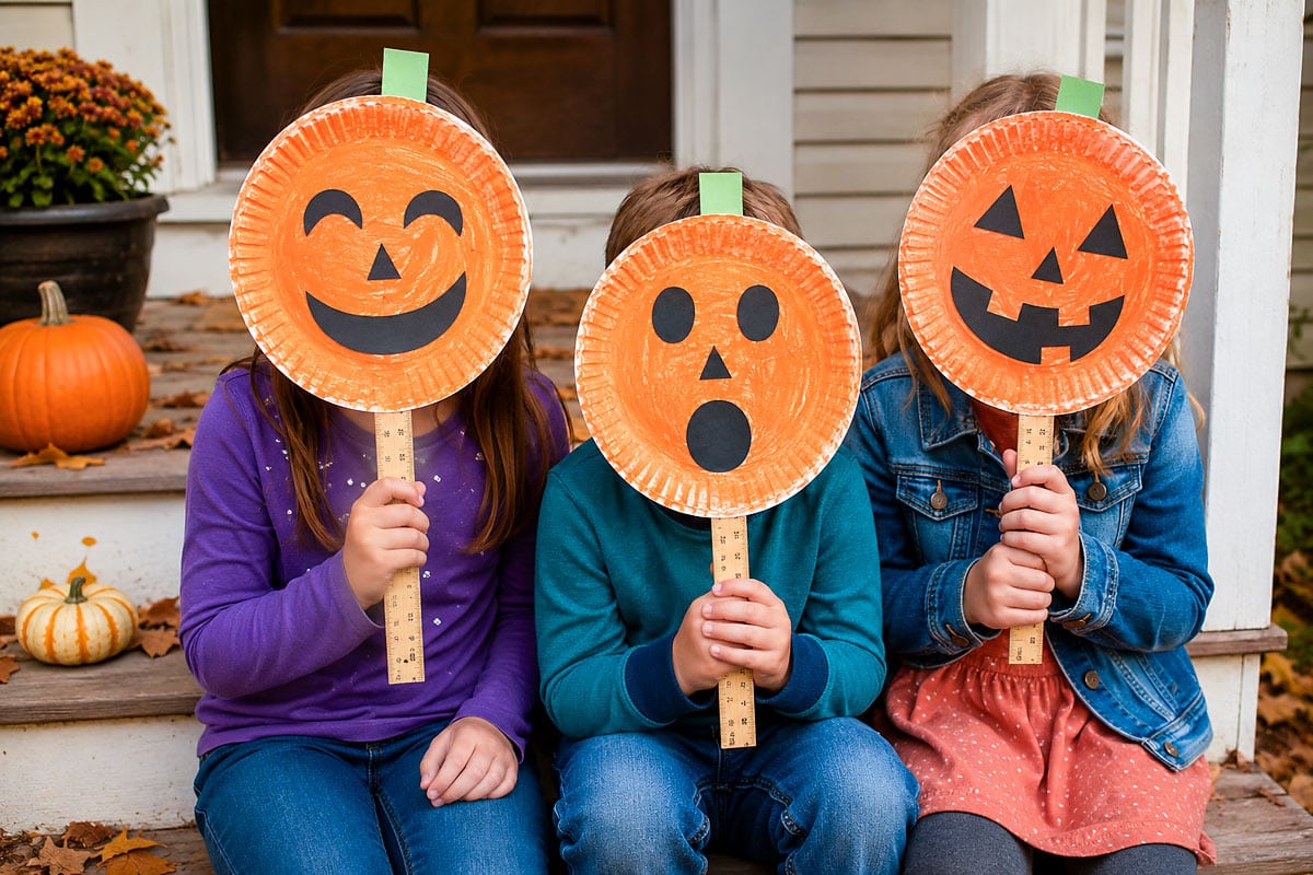 paper plate pumpkins make a fantastic Halloween craft