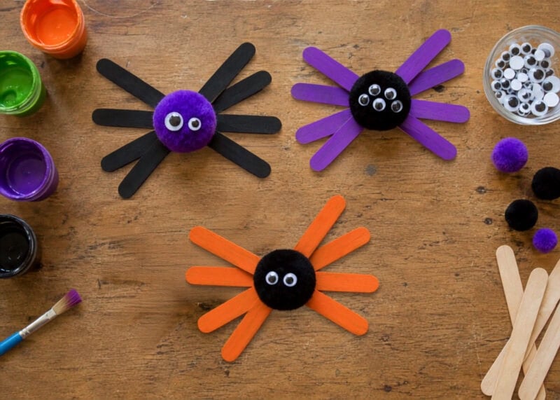 popsicle stick spiders halloween craft
