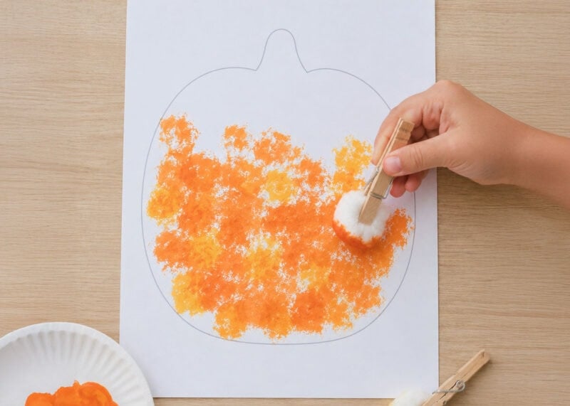 sponge painted pumpkins halloween craft