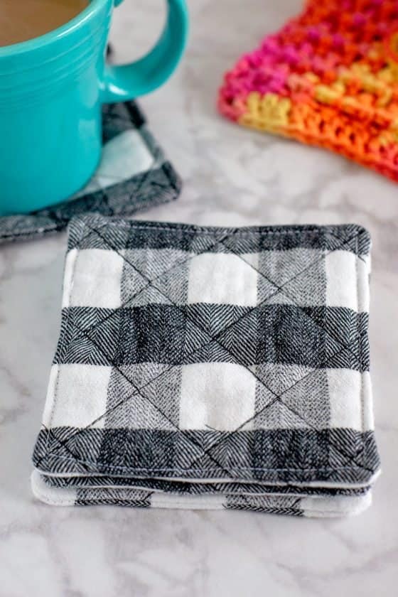 How to Make Quilted Mug Rugs (using prequilted fabric) Scattered