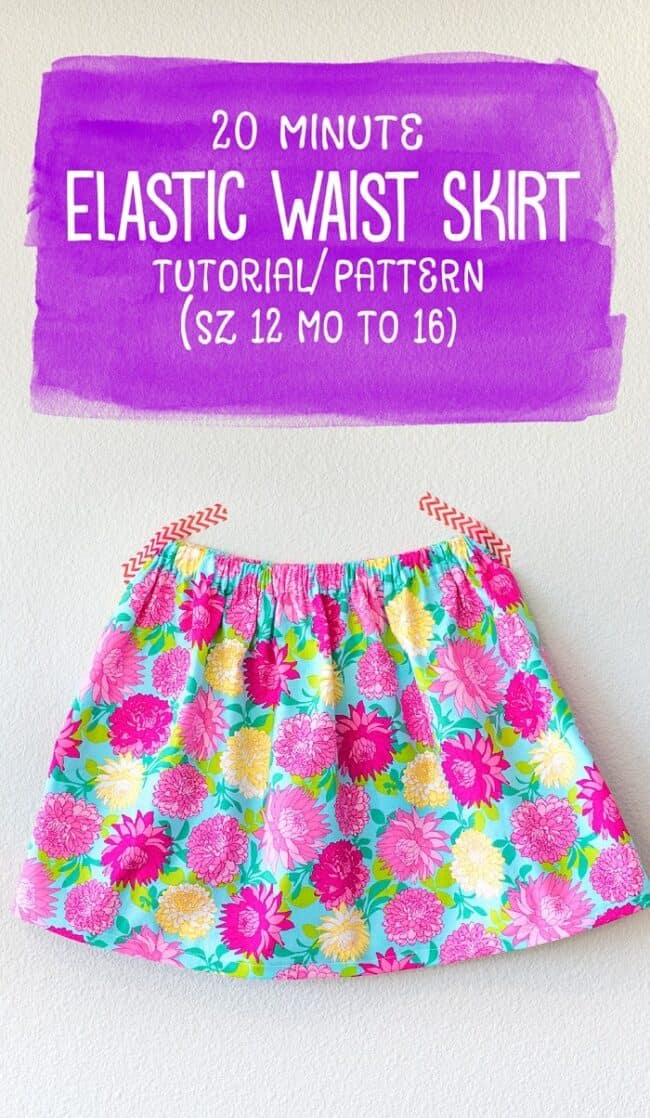 How to Sew an Elastic Waist Skirt (free pattern 12 mo to 16)