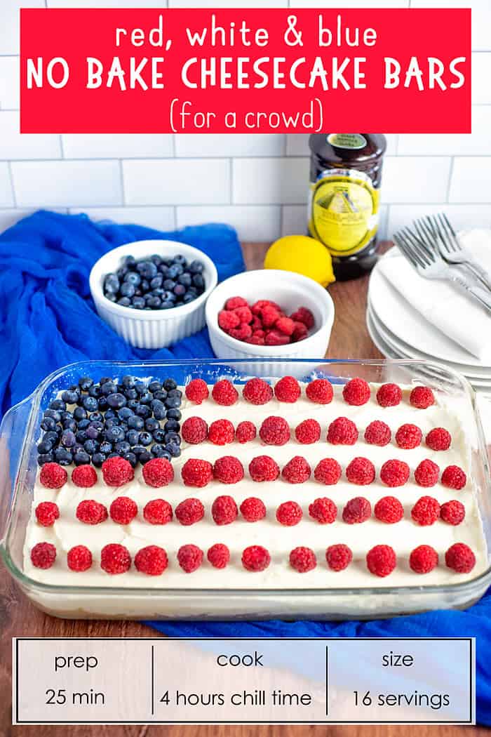Red white and blue No Bake Cheesecake Bars