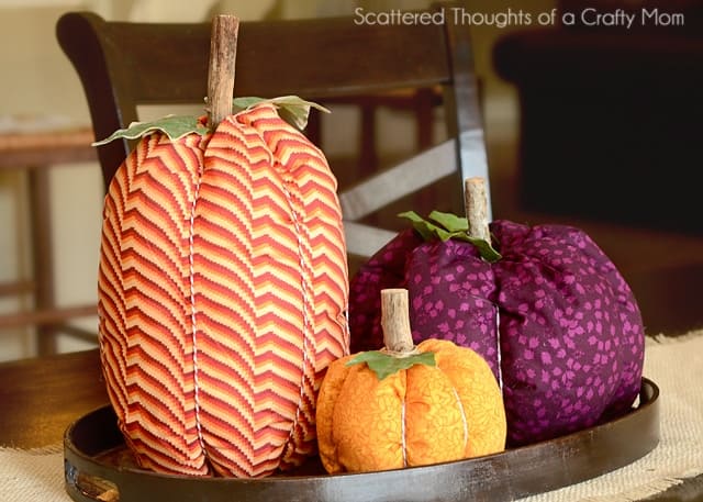 Finished fabric pumpkins in different sizes