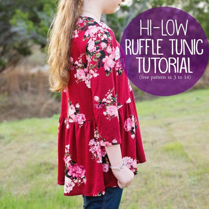 Girl's High Low Ruffle Top Pattern (free pattern sz 3 to 14)