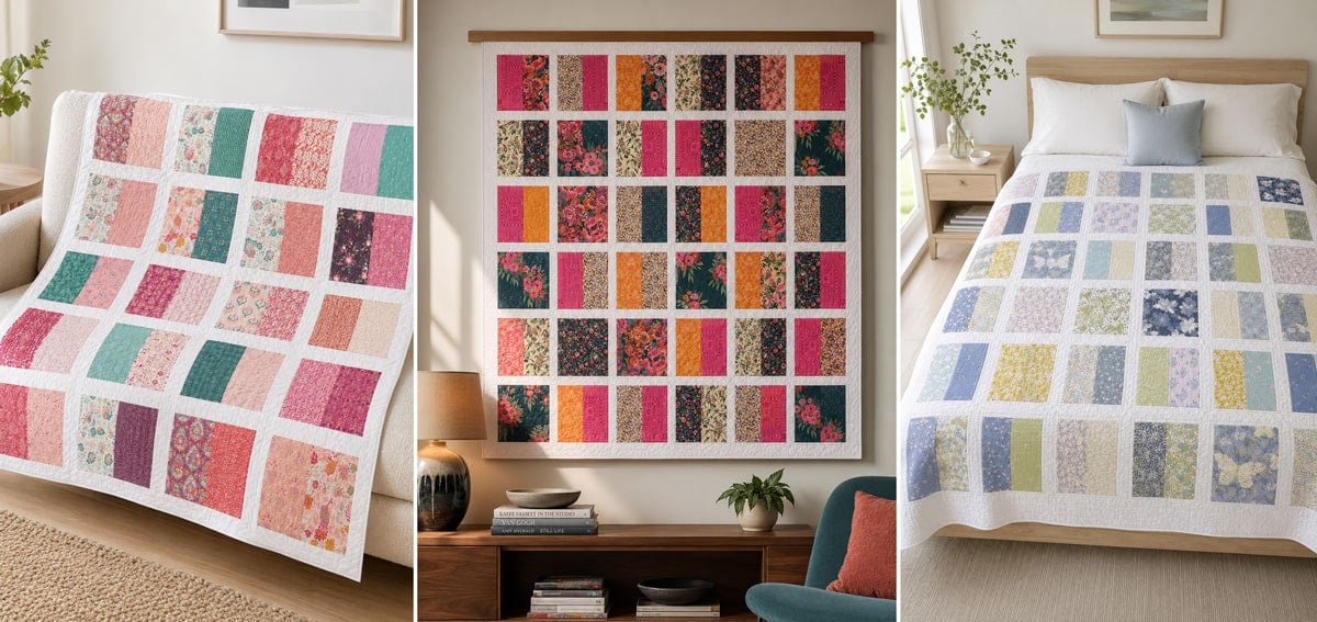 3 different layer cake quilts