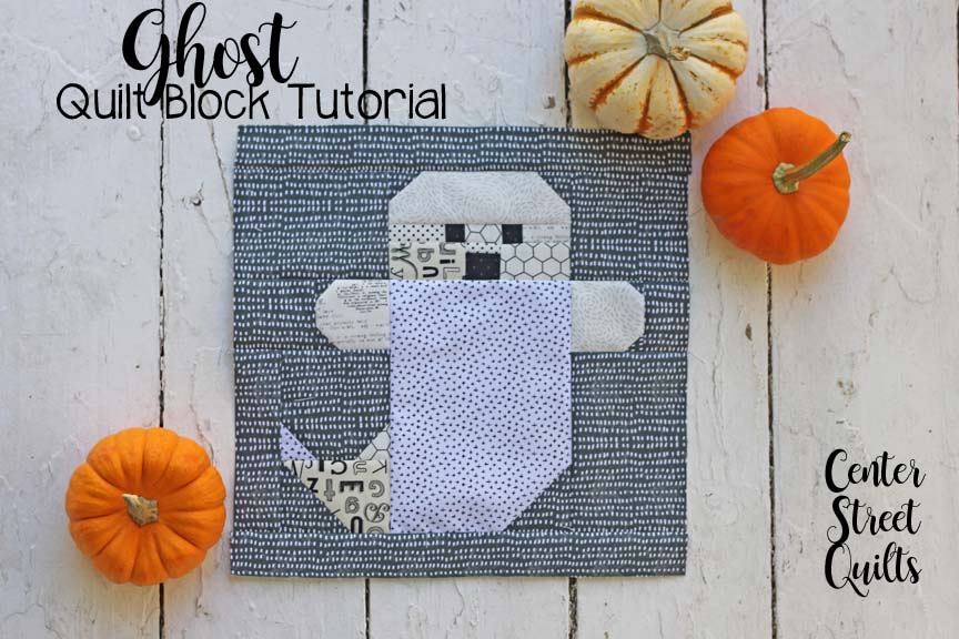 Image for Use this Ghost Quilt Block Tutorial to make a fun Halloween Quilt