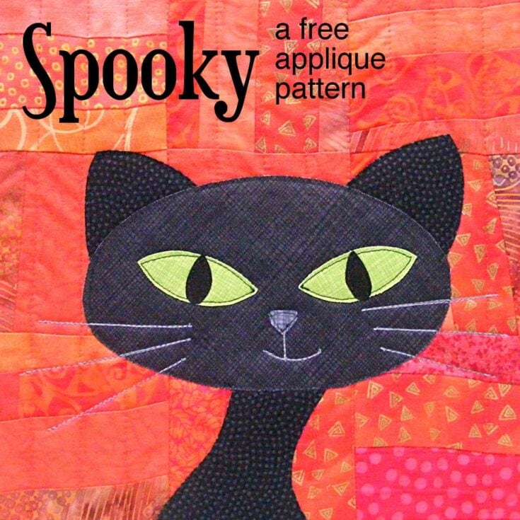 Image for Spooky – a free cat applique pattern for you next Halloween quilt