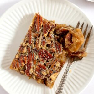 pecan pie bars on a plate