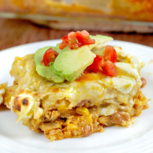 Easy Green Chile Chicken Enchilada Casserole