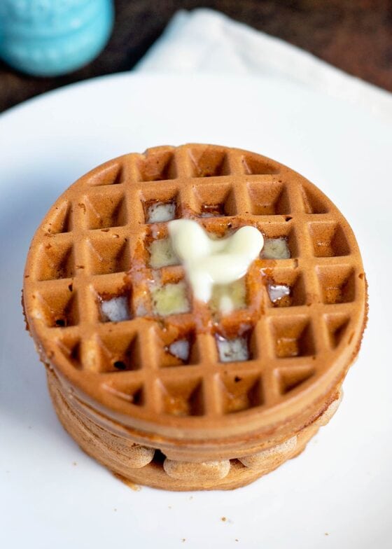 Cinnamon Waffles with Vanilla Cream Cheese Icing