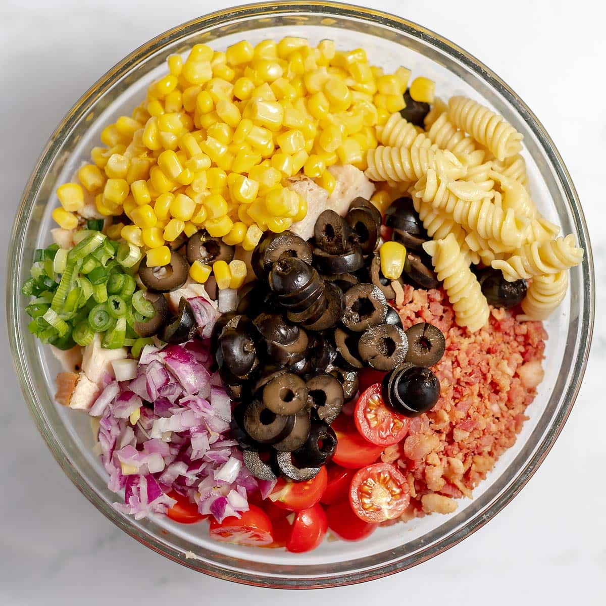 how to make chicken bacon ranch pasta salad