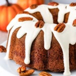 pumpkin bundt cake with cream cheese frostung