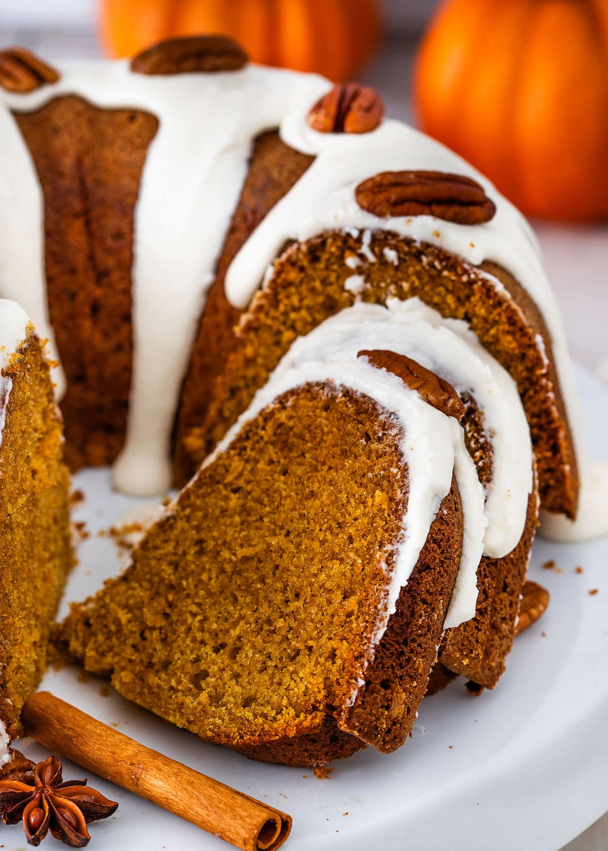 pumpkin bundt cake with cream cheese frosting