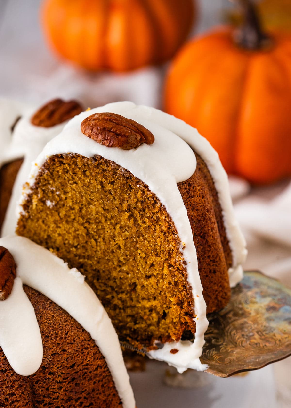 pumpkin bundt cake with cream cheese frosting
