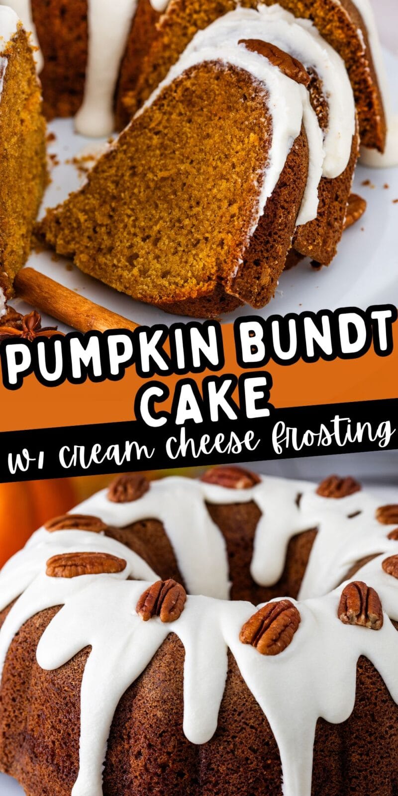 pumpkin bundt cake with cream cheese frosting