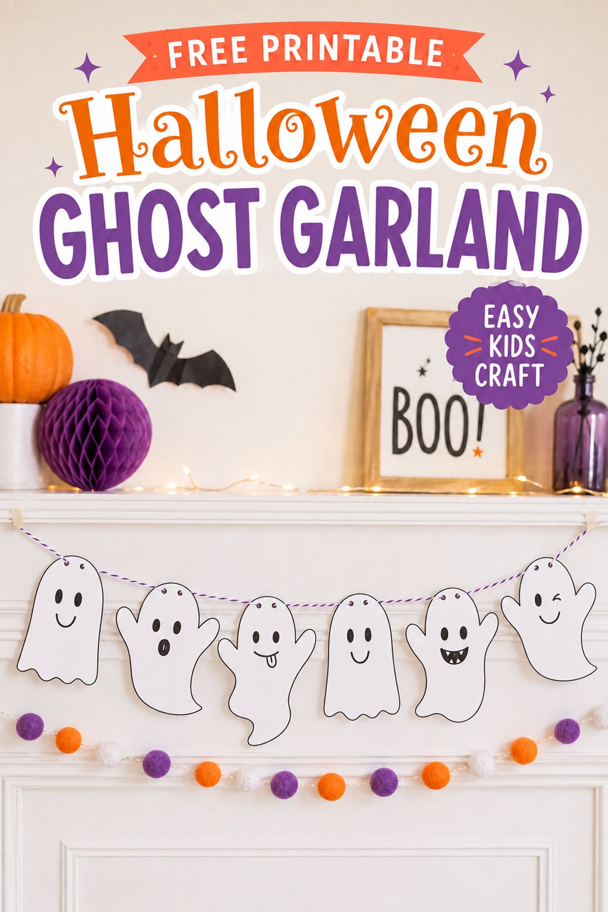 Free Printable Halloween Ghost Garland for Kids