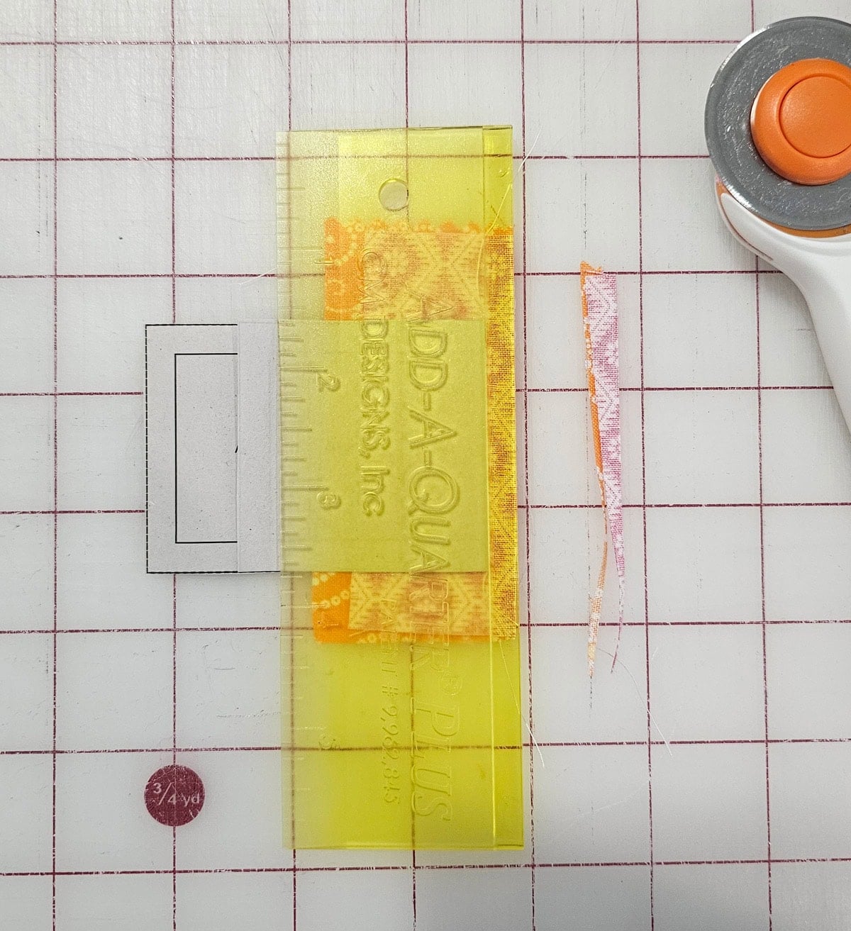 Foundation paper folded back to expose the seam allowance for trimming