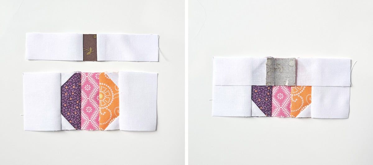 Pumpkin body and stem fabric sections aligned for assembly